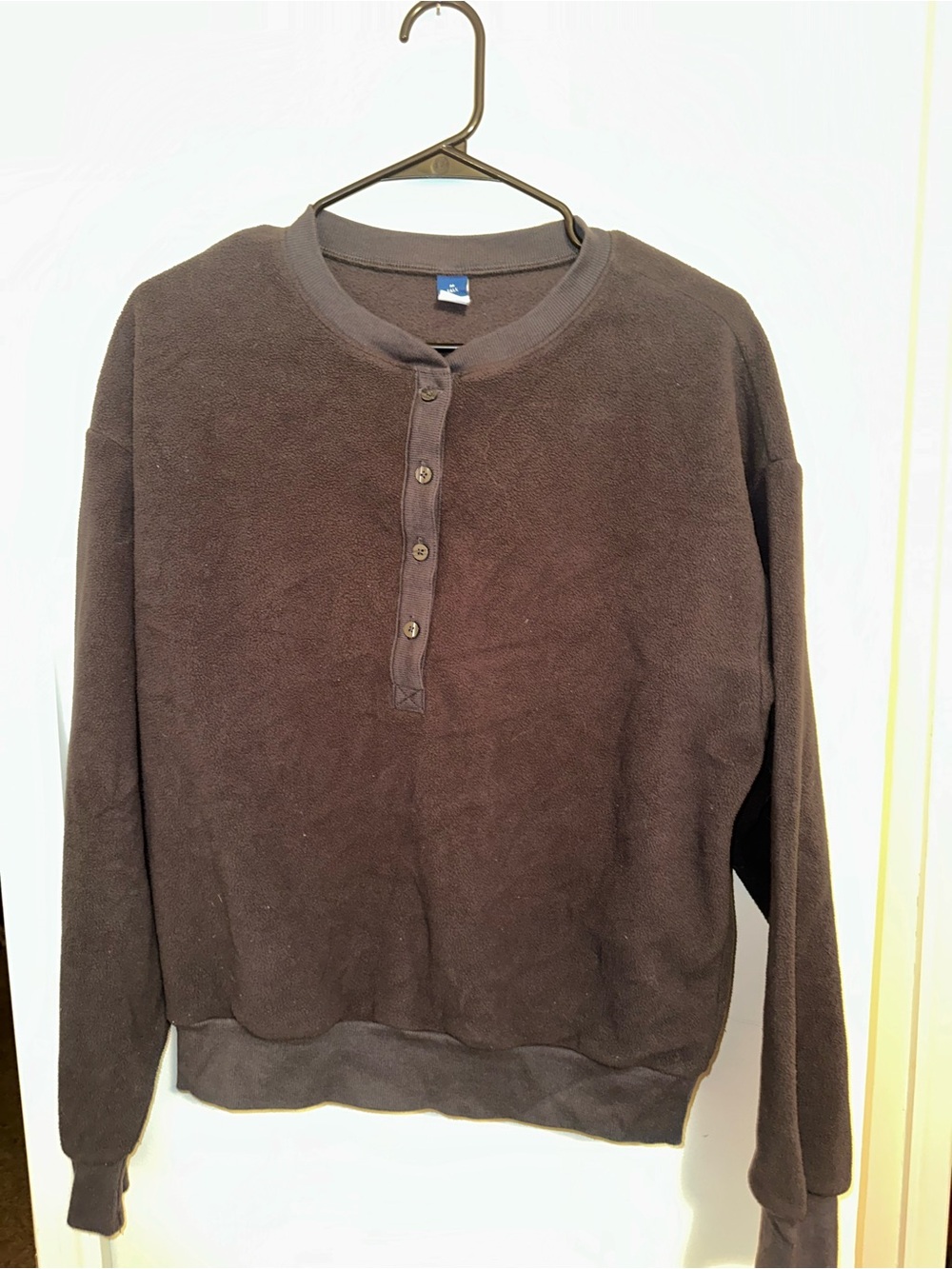 Gray Henley Fleece Sweater
